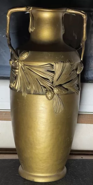 Vaso Art Nouveau Germania Decorazioni Mele Di Spilla IN Ottone Dorata Firmato K