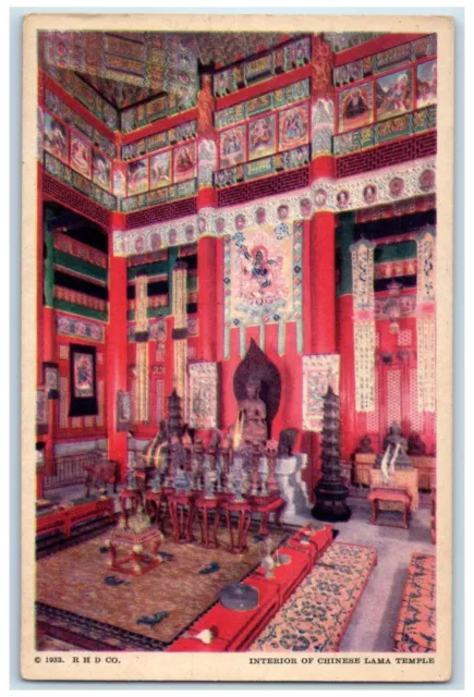 1933 Interior Of Chinese Lama Temple A Century Of Progress Chicago IL Postcard