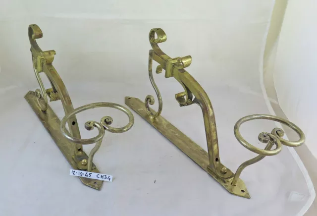 Two Old Coat Hangers Wall Wrought Iron Forged Hand & Golden CH34