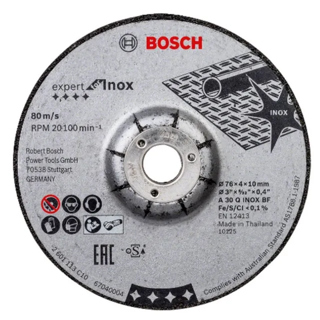 Disco de molienda Bosch 76x4x10 EXP para Inox 2608601705 para GWS 12V-76