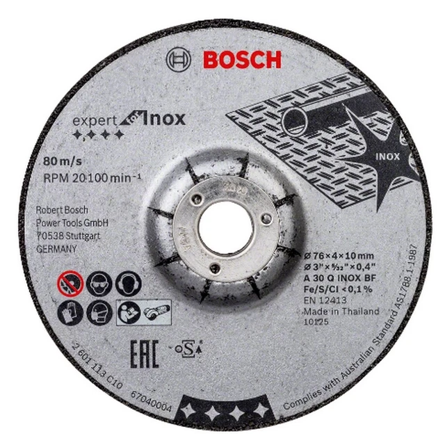 Disco de molienda Bosch 76x4x10 EXP para Inox 2608601705 para GWS 12V-76