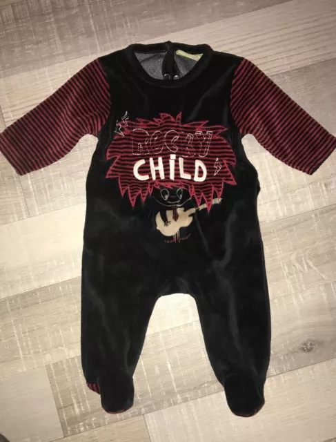 DPAM 1 MOIS GARÇON MIXTE : BABYGROS Pyjama Velours Hiver Rock Child TBE