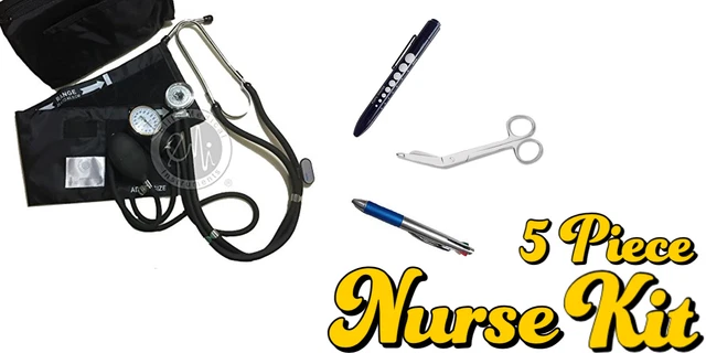 NK442 - 5 Piece Nurse Kit Set Stethoscope and Blood Pressure Set and more