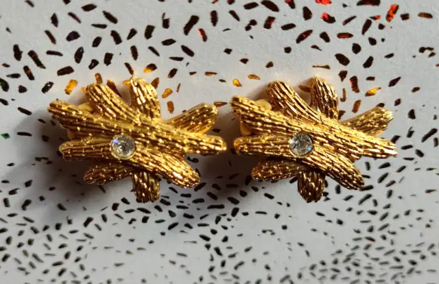 Bijoux Vintage Boucles d'oreilles clips dorées Jacques ESTEREL