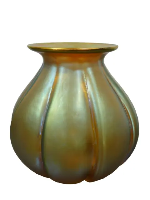 WMF Vase Glas Geislingen Myra Karl Wiedmann irisierend Kürbis Art Deco um1925