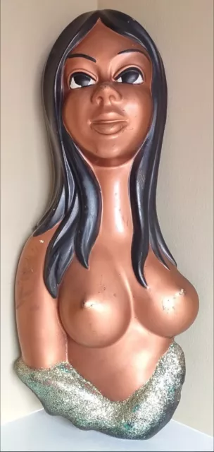 Vintage 20" Bathing Beauty Wall Art Sculpture Pin Up Risque Nautical Decor