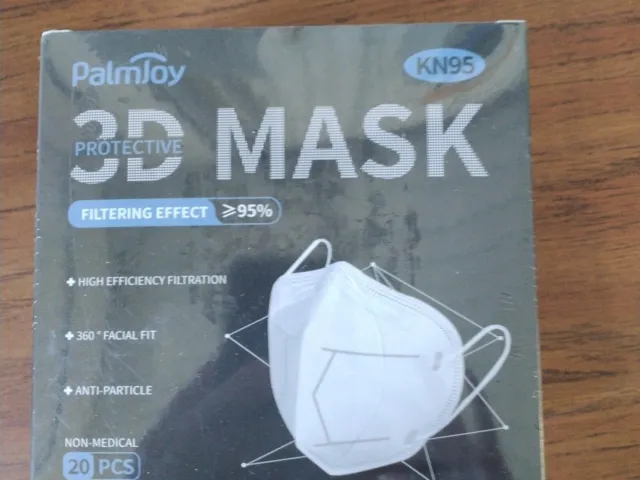 palmjoy KN95 3D mask, 20 pcs 5 layer ear loop 95% filtering effect GB2626-2019