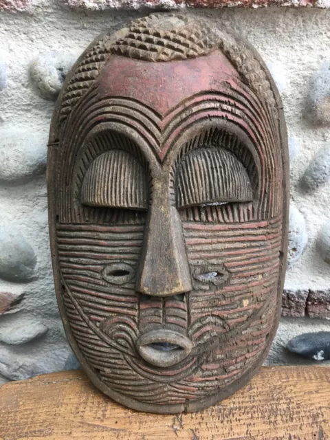 Very Beautiful Mask Africa Teke Luba? Art First 1950 Light Wood To Identify
