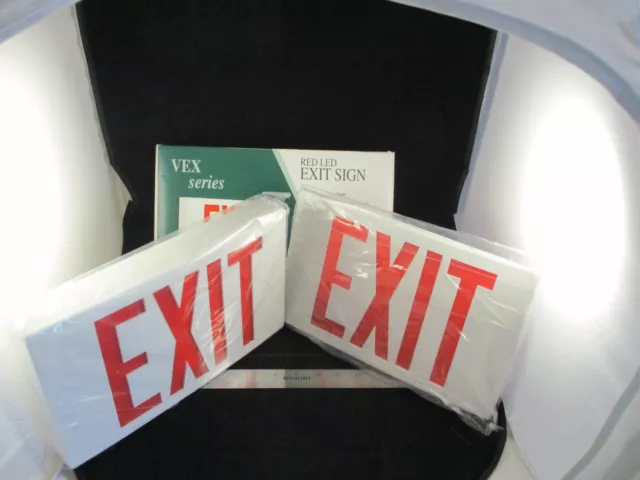 Lot Of 3 Barron Exitronix Plastic Led Exit Sign Vex/U/Bp/Wb/Wh Red/Universal