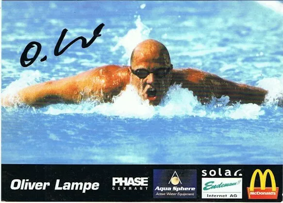 Oliver Lampe (Schwimmen, Europameister 1995), sign. AK