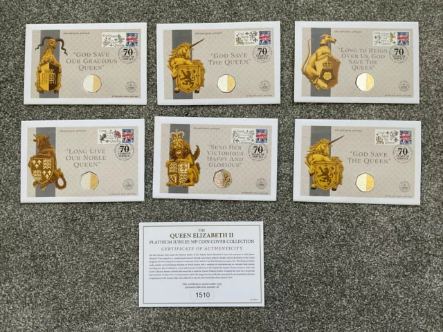 Queen Elizabeth II The National Anthem Coin Stamp Cover Complete Set Dual Plated