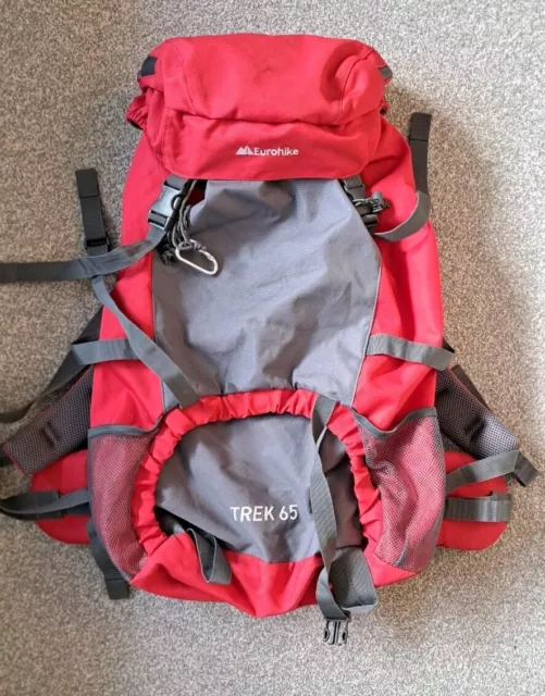 EUROHIKE TREK 65 Litre Backpack Expedition Rucksack Red Grey Camping Hiking NEW 34.99 PicClick UK