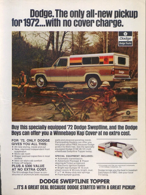 Dodge Sweptline Winnebago Kap Cover ad 1972