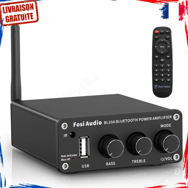 Auna Aplificateur Audio, Aplificateur Hifi Systèe Stéréo Recepteur Bluetooth Hifi pour Apli