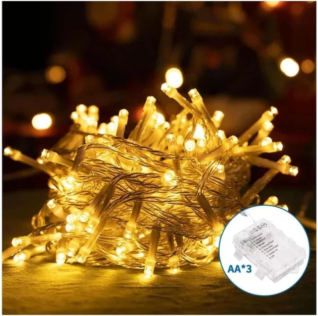 Luci A Ghiacciolo 5 Metri | Catena Luminosa A Batteria (3 AA) | Colore Bianco Freddo | Per Decorazione Interni Ed Esterni