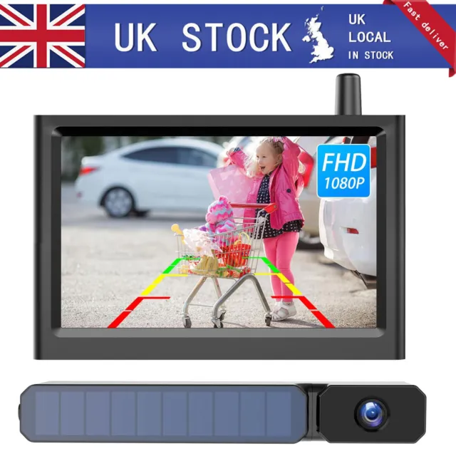 AUTO-VOX Solar Wireless Reversing Rear View Camera +5" LCD Monitor for Truck Bus