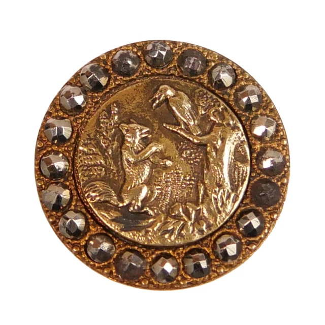 Bouton Ancien Collection - Laiton Ajouré Motif Lézard - 28 Mm - XIXe Siècle - France