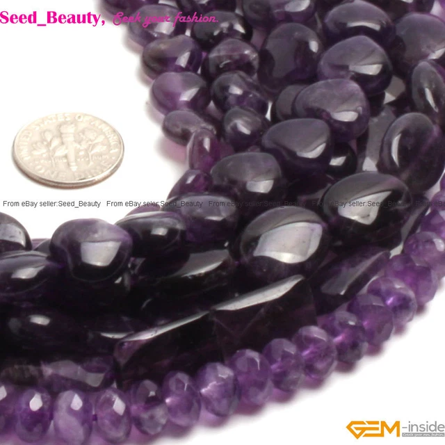 Smooth &Faceted Natural Amethyst Gemstone Jewelry Making Loose Beads Strand 15"