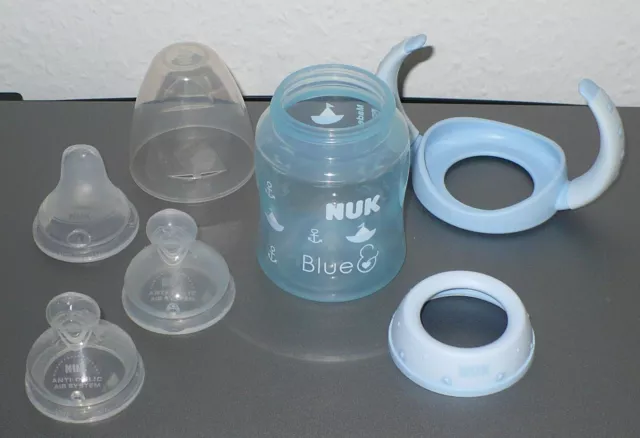 NUK First Choice Trinklernflasche, 3 Silikonsauger (neu), 150 ml, ab 6 Monate