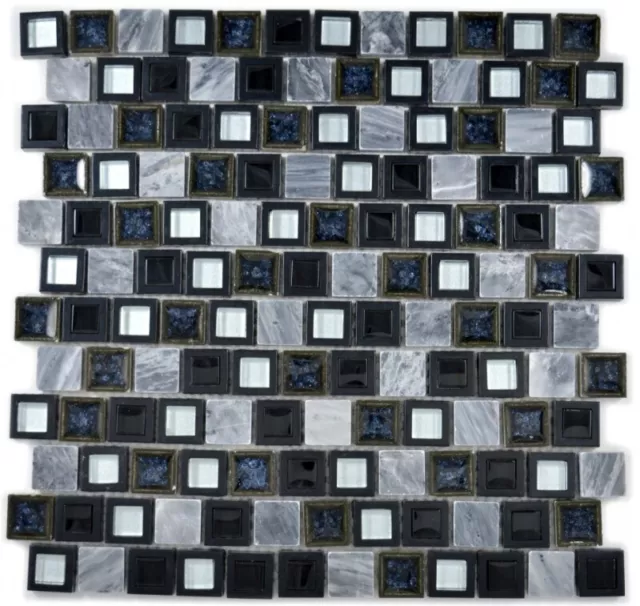 Azulejos de Mosaico Translúcido Cerámica Plástico Gris y Negro Vidrio Crystal