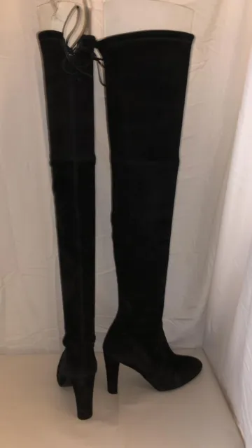 7.5❤️Stuart Weitzman  HIGHLAND Black SUEDE Over the knee THIGH HIGH BOOTS