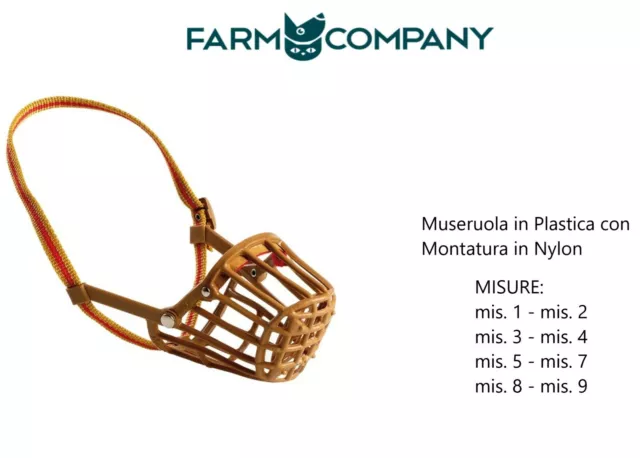 Farm Company Museruola in Plastica Varie Misure con Montatura in Nylon per Cane