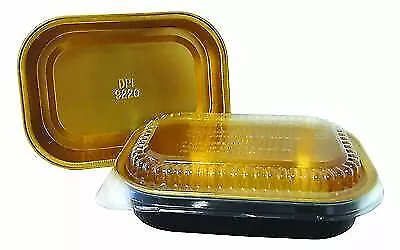 Handi-Foil 1 lb. Mini 6.4 L x 4.6 W x 1.25 D Oblong Black & Gold Aluminum Pan w/