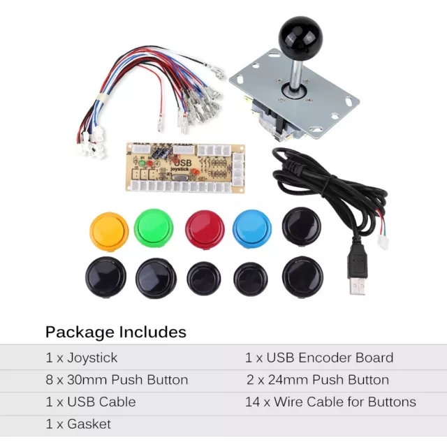 Arcade Game DIY Kits Parts Zero Delay Buttons+Joystick+USB Encoder for MAME PC 2