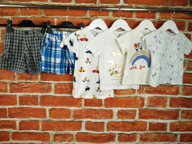 BABY BOY BUNDLE AGE 6-9 MONTHS NEXT GAP etc CHECK SHORTS T-SHIRT TOP SET 74CM