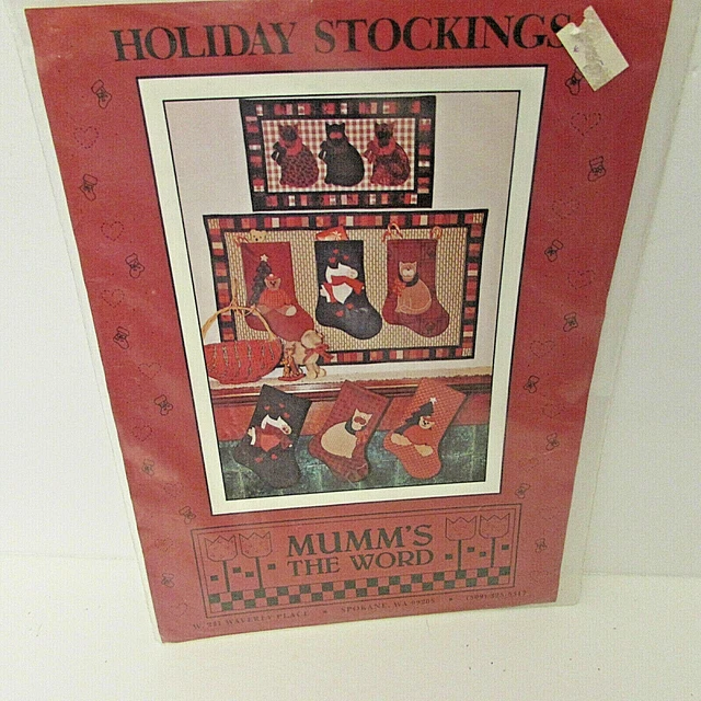 Mumm's the Word Medias de Navidad Edredón Pared Colgante 1987 Gato Ángel Oso