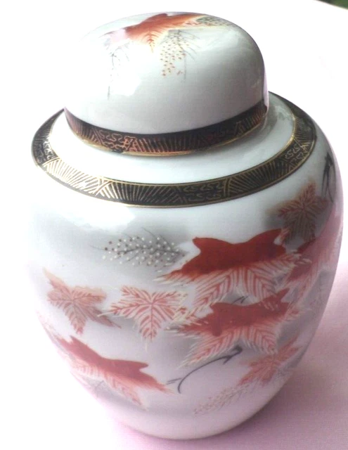Geisha japanische Porzellan Dekor Ahornblatt Tee-Urne Teedose mit Deckel