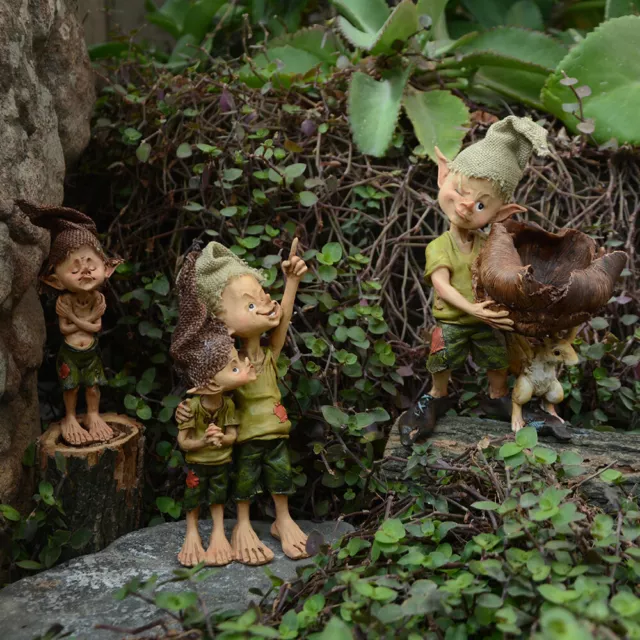 Gartenfigur Elfe Gartendeko Kobold Zwerg Eichhörnchen Brüder Pixie Wichtel