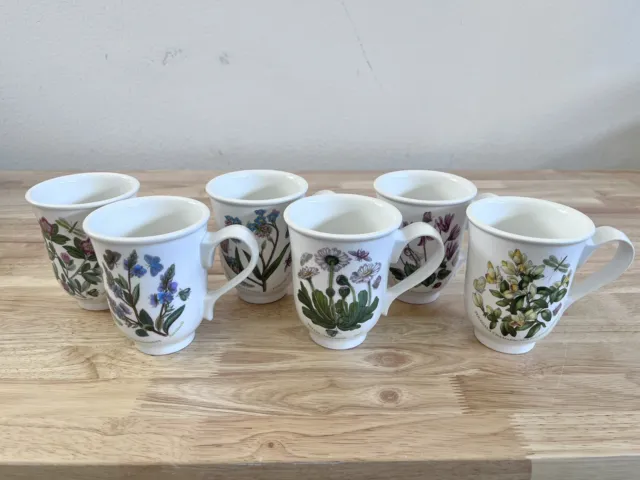 Portmeirion Botanic Garden Coffee Mugs Lot of 6 Floral Butterflies Tea Cups