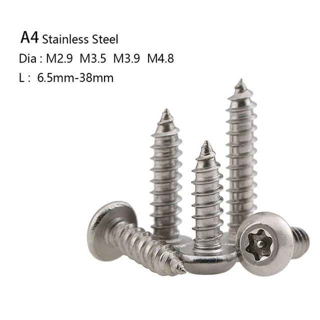 Torx Pin Button Head Self Tapping Security Screw A2 Stainless Steel M2.9~M4.8