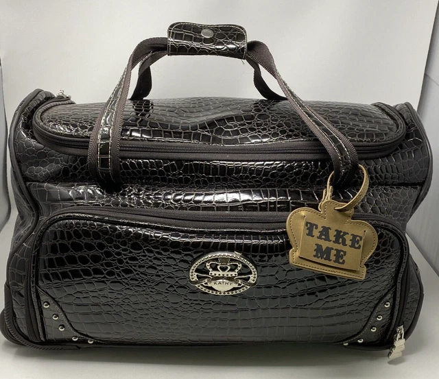 Kathy Van Zeeland Brown Croco 20" Wheeled Duffle Luggage Carry On