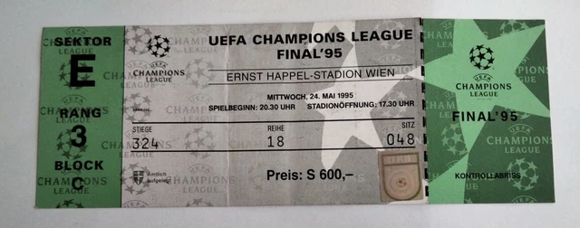 biglietto finale champions 1995 Ajax-Milan Mai Utilizzato