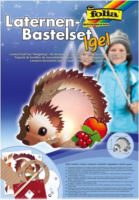 Folia 94102 - Laternen Bastelset Igel, ca. 26 x 23 x 11 cm (2021) | 94102