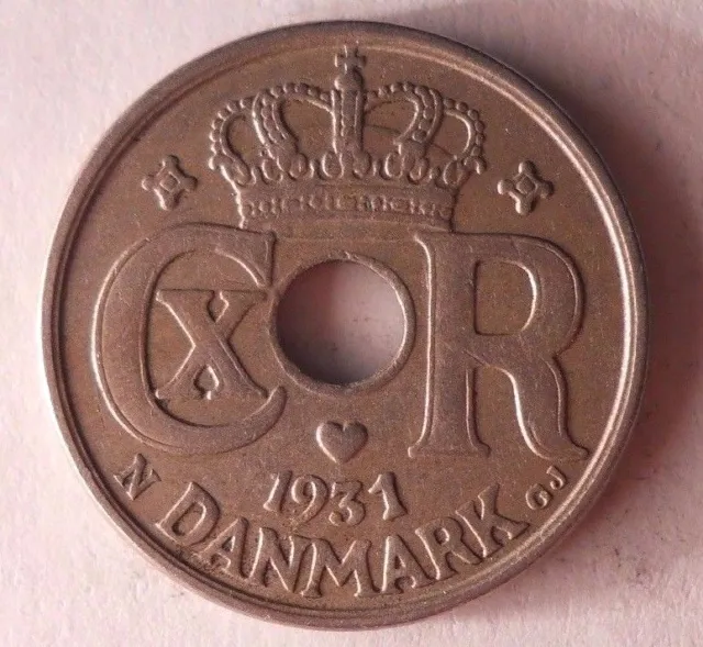 1931 DENMARK 10 ORE - LARGE N - Low Mintage - Free Shipping - DENMARK BIN