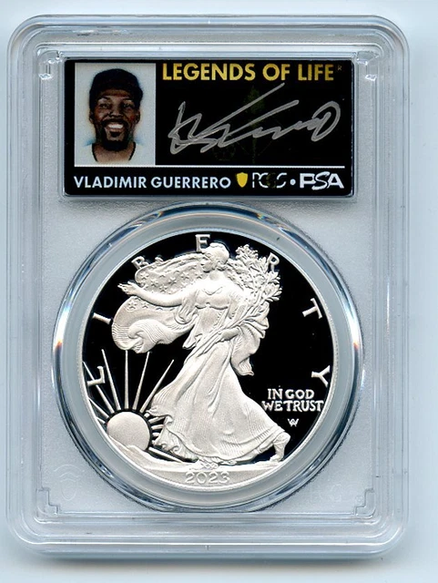 2023 W $1 Proof Silver Eagle PCGS PR70DCAM AR Legends of Life Vladimir Guerrero