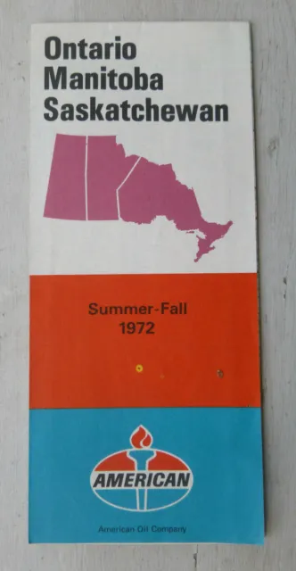 1972 Summer Fall Ontario Manitoba Saskatchewan road map American oil gas Canada