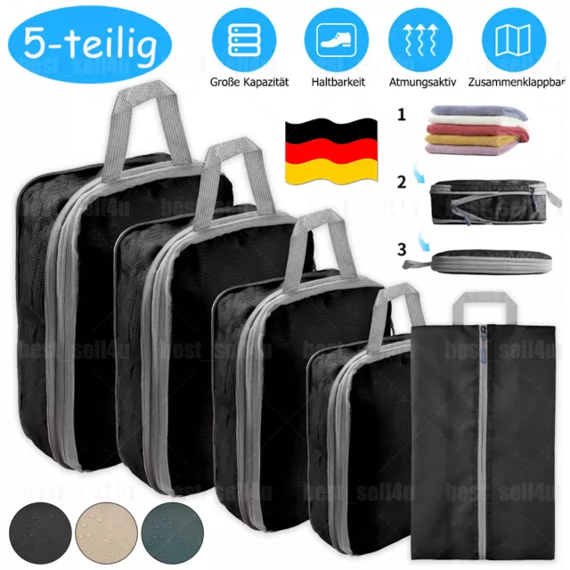 5-teilig Kompression Koffer Organizer Reise Kleidertaschen Reisegepäck Kleidung