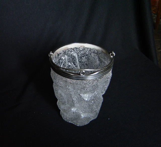 Seau à glaçons verre ciselé années 50 60