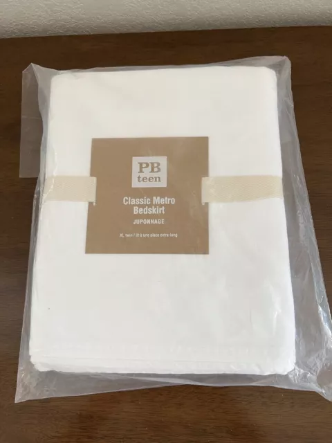 Falda doble Pottery Barn PB Teen Classic Metro XL 18" blanca gota nueva