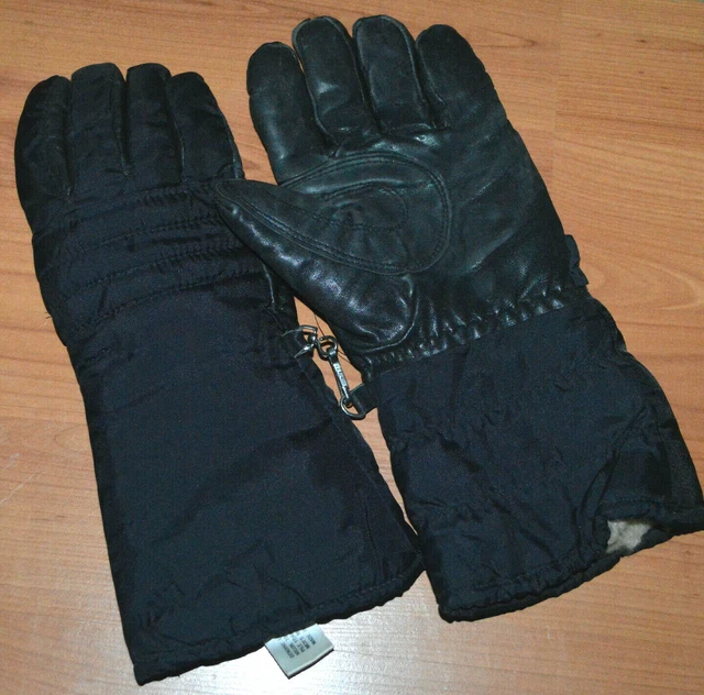 VTG YAMAHA SNOWMOBILE GLOVES Nylon Leather Sherpa Lined Black MENS MEDIUM  L27