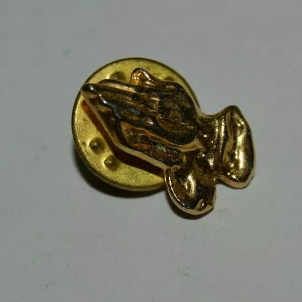 Nice Vintage Religious Praying Hands Prayer Golden Church Lapel Pin