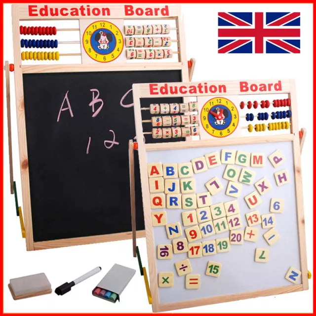 Kids Easel -Wooden 6 in1 Blackboard Whiteboard Childrens Drawing Art Chalk Board