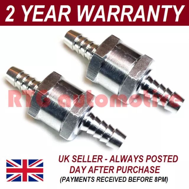 2 X 8Mm 5/16" One Way Aluminium Non Return Check Valve Petrol Diesel Oil Water