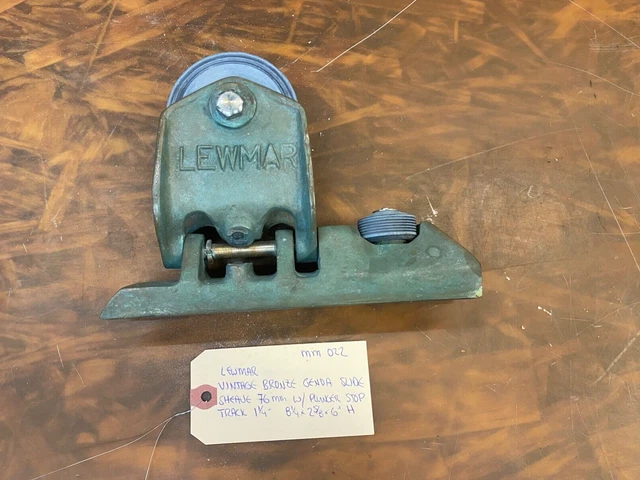 Lewmar Vintage Bronze Genoa Slide Car Sheave 76mm w/ plunger stop, track 1 1/4" Lewmar Vintage Bronze Genoa Slide Car Sheave 76mm w/ plunger stop, track 1 1/4"
