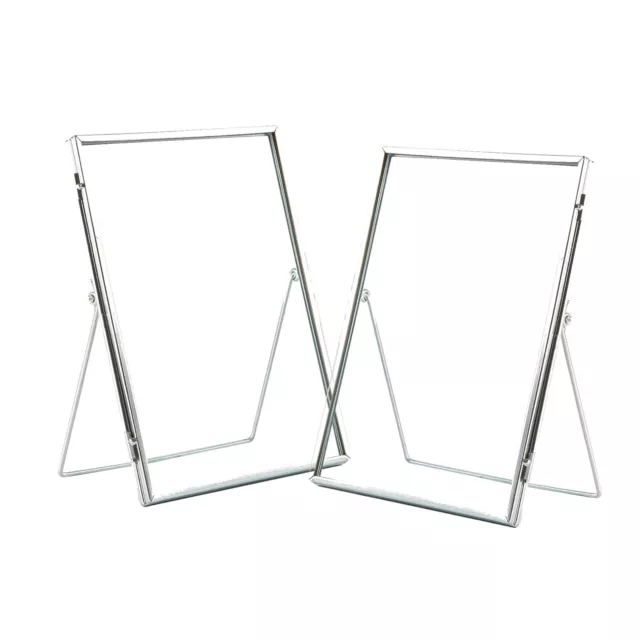 2x Standing Metal Photo Frames Table Desk Picture Display 6" x 8" Silver