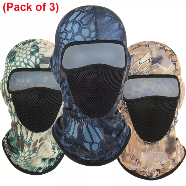 (Pack of 3) Balaclava Full Face Masks Sun UV Protection Breathable Helmet Liner